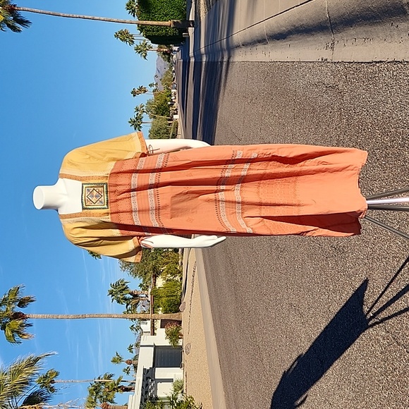 EGYPT Kaftan Maxi Dress XL Nightgown Batik Embroidered Egyptian Loungewear - Picture 3 of 15